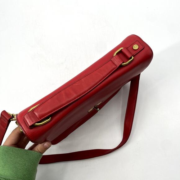 J. Crew Red Leather Foldover Shoulder Bag - Picture 8 of 9